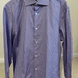 Robert Graham Men's Blue and White Checkered Shirt